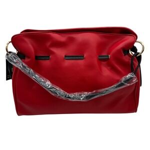 BADGLEY MISCHKA Red Snake Combo Drawstring Bucket Shoulder Bag NWT $149 MSRP